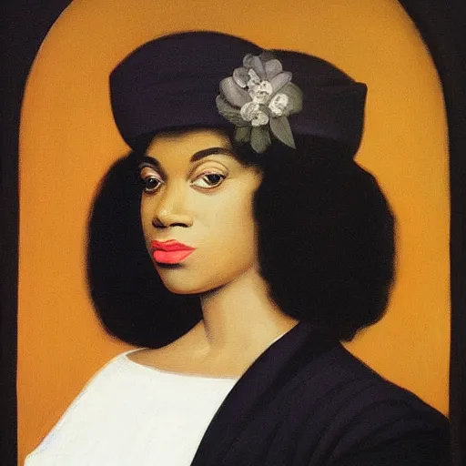 Prompt: French-Black-Royalty by Raphael, Hopper, and Rene Magritte. detailed, romantic, enchanting, trending on artstation.