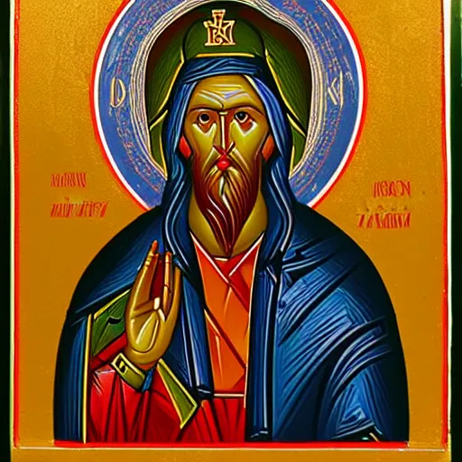 Prompt: orthodox icon of duke of caxias