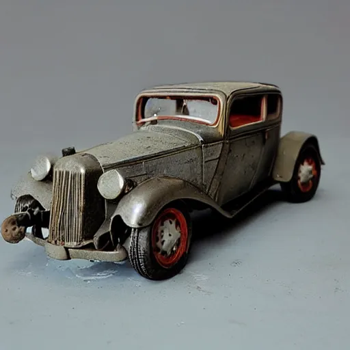 Image similar to photo of old Soviet steel toy car, 1930s, retro, 35 mm