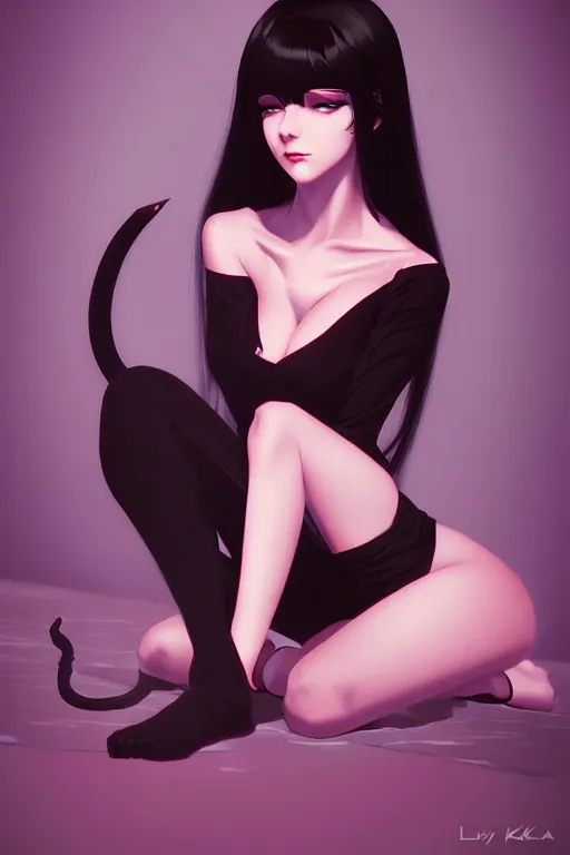 Image similar to a beautiful succubus by ilya kuvshinov