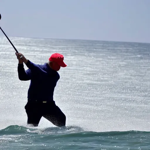 Prompt: donald trump golfing in the atlantic ocean