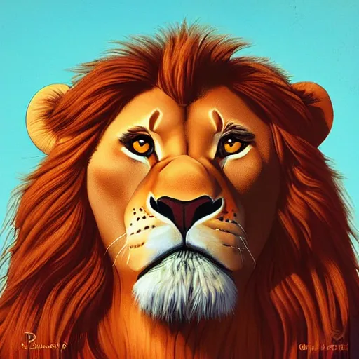 Image similar to simba Lion king portrait, Pixar style, by Tristan Eaton Stanley Artgerm and Tom Bagshaw.