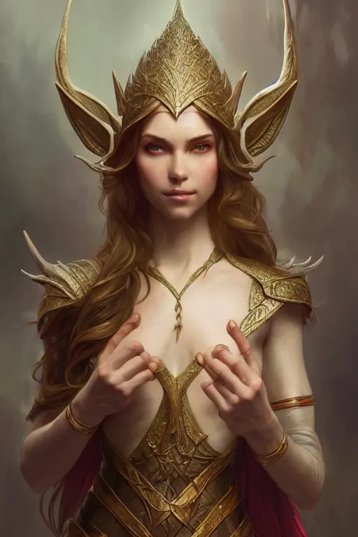 Image similar to beautiful elven princess, accurate anatomy, only two hands, highly detailed, digital painting, artstation, concept art, smooth, sharp focus, illustration, oil painting, 8K, art by ross tran and greg rutkowski and alphonse Mucha
