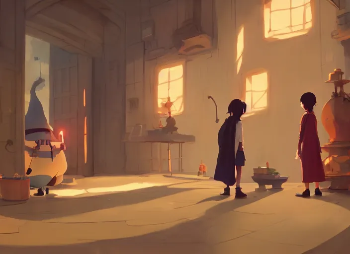 Prompt: sorcerer workshop, detailed, cory loftis, james gilleard, atey ghailan, makoto shinkai, goro fujita, studio ghibli, rim light, exquisite lighting, clear focus, very coherent, plain background, soft painting