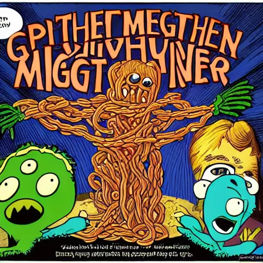 Image similar to the sphagetti monster, atheism god