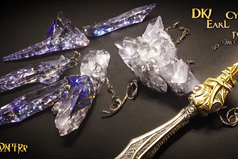 Prompt: A crystal dagger shimmers with an unnatural light, it had been enchanted by a skilled sorcerer, D&D fantasy setting, 4k