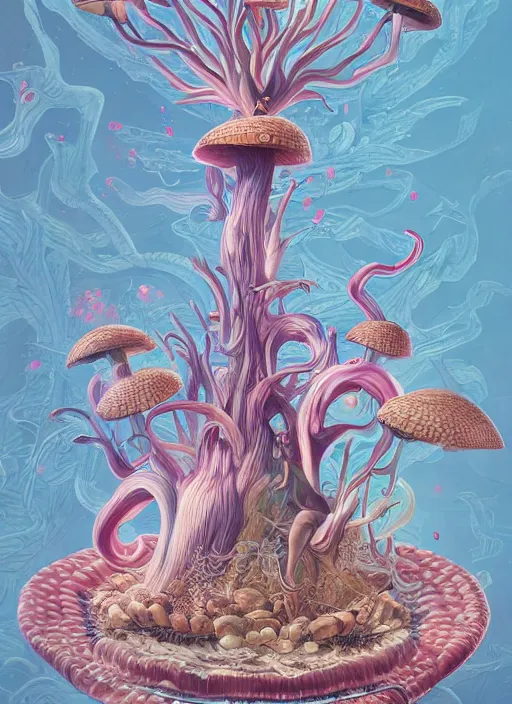 Image similar to yunnan mushroom : : by martine johanna and simon stalenhag and chie yoshii and casey weldon and wlop : : ornate, dynamic, particulate, rich colors, intricate, elegant, highly detailed, centered, artstation, smooth, sharp focus, octane render, 3 d