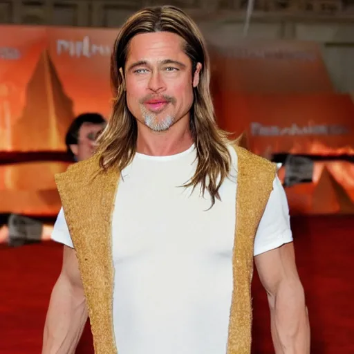 Prompt: brad pitt in a pita costume