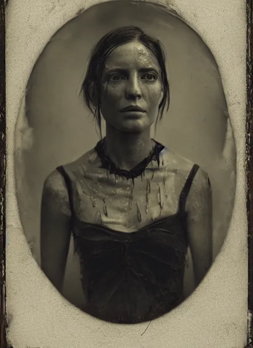 Image similar to portrait of a women, hyperrealism, photo realistic, detailed, award winning photograph, cinematic lighting, ambrotype wet plate collodion by shane balkowitsch