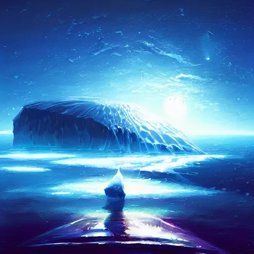 Image similar to iceberg floating in space, by anato finnstark, by alena aenami, by john harris, by ross tran, by wlop, by andreas rocha