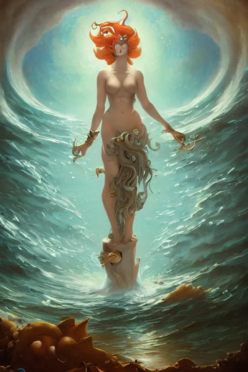 Prompt: Goddess of the Sea by Peter Mohrbacher in the style of Gaston Bussière