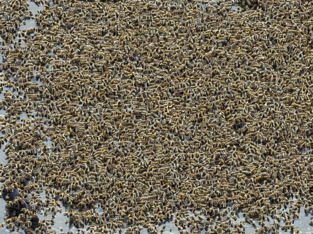 Image similar to swarm of bee's. infestation in the city
