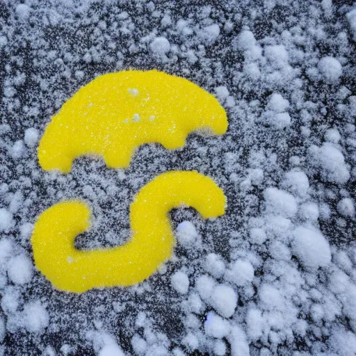 Image similar to pacman made of yellow snow, photography