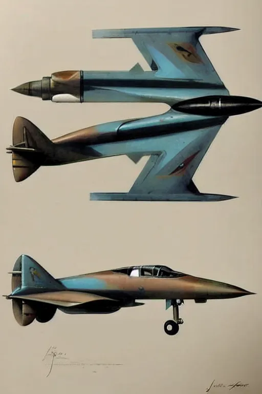 Prompt: ( ( ( ( ( 1 9 5 0 s retro future art deco jet fighter plane design. muted colors. ) ) ) ) ) by jean - baptiste monge!!!!!!!!!!!!!!!!!!!!!!!!!!!!!!