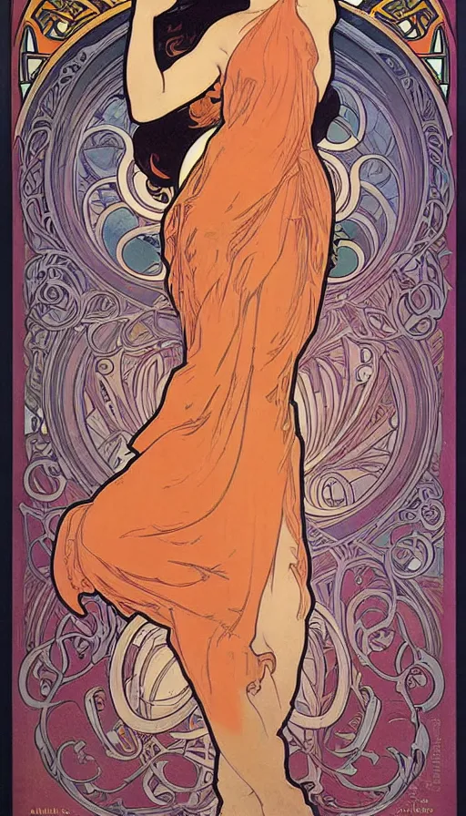 Image similar to Velma Dinkley poster by Alphonse Mucha, Art Nouveau