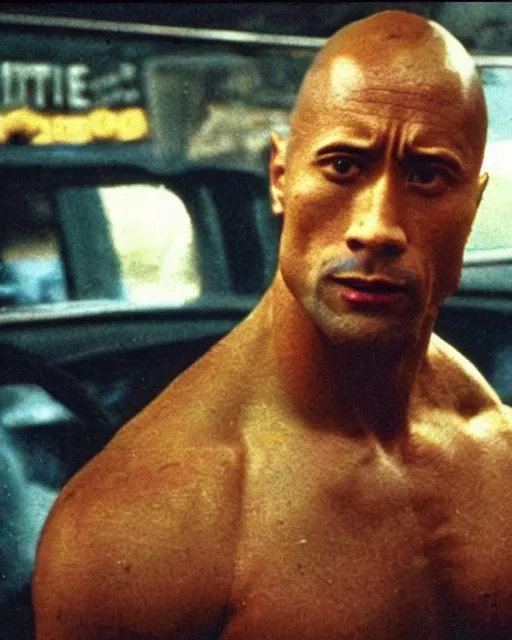 Image similar to film still close - up shot of dwayne johnson as travis bickle from the movie taxi driver. photographic, photography