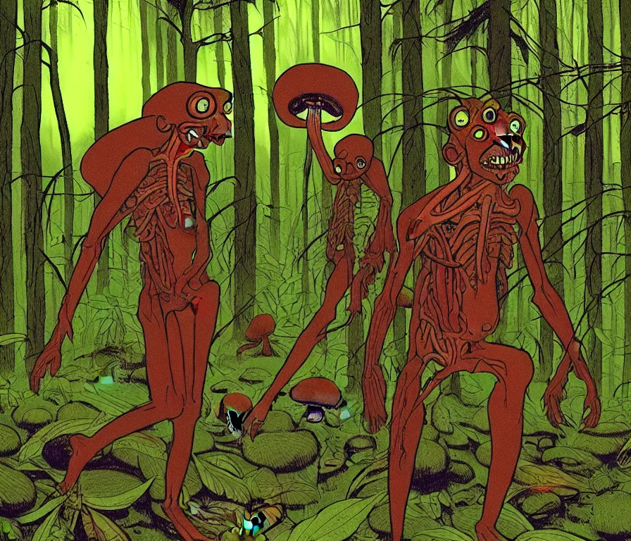 Image similar to todd solondz tripping on mushrooms in the forest, india demon | vivid colors : storyboard, realistic. by gabriel hardman, joe alves, j. todd anderson, chris bonura. cinematic atmosphere, detailed and intricate, perfect anatomy