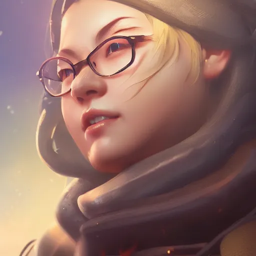 Image similar to portrait of mei from overwatch, au naturel, hyper detailed, digital art, trending in artstation, cinematic lighting, studio quality, smooth render, unreal engine 5 rendered, octane rendered, art style by klimt and nixeu and ian sprigger and wlop and krenz cushart.