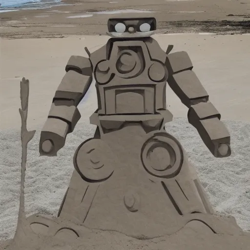 Prompt: a sand sculpture of a mecha