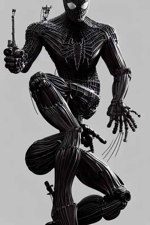 Image similar to T800 endoskeleton mixed with Spiderman, RPG Reference, art by ilya kuvshinov, artgerm, Alphonse mucha, and Greg Rutkowski, Trending on Artstation, octane render, Insanely Detailed, 8k, HD