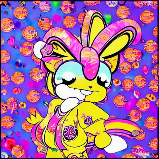 Image similar to Lisa Frank and Yoshitomo Nara