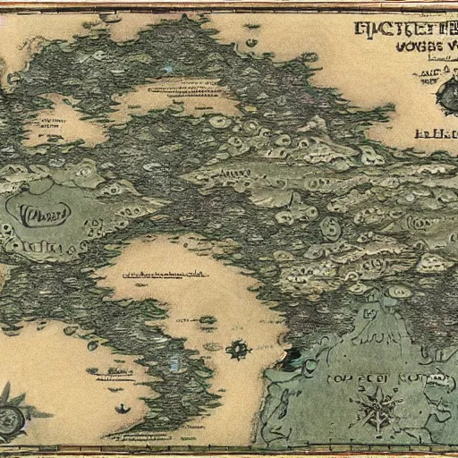 Image similar to intricate map of a fantasy world