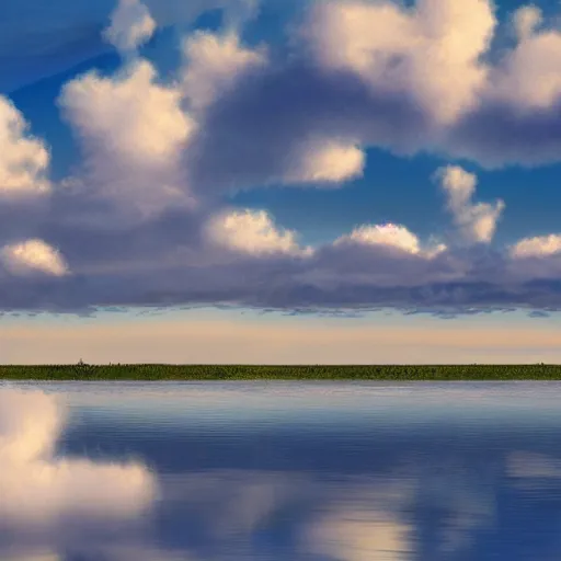 Prompt: puffy peaceful clouds shaped like fish, matte painting, 4 k