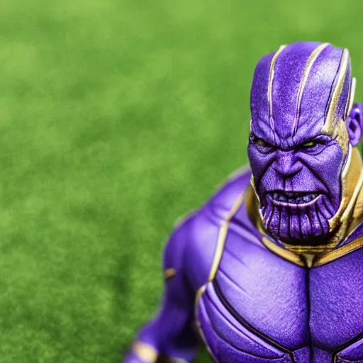 Prompt: thanos playing soccer, 4k, 55mm, close up shot