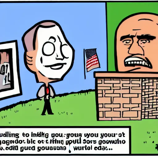 Image similar to im hanging out on my back yard what are you gonna do about it, political cartoon