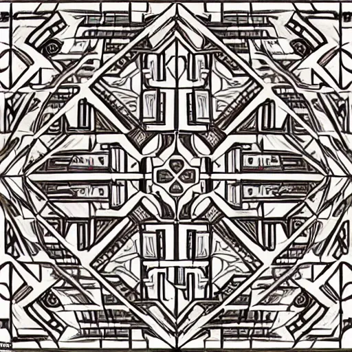 Prompt: pattern created by frank lloyd wright and giger