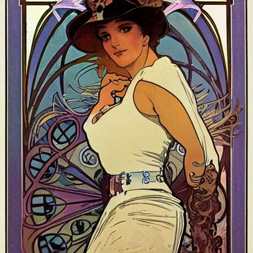 Prompt: Advertising for futuristic car by Alphonse Mucha