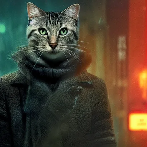 Image similar to a cat in blade runner 2047