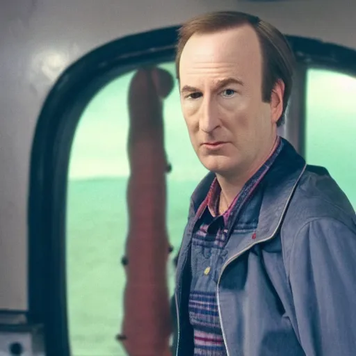 Image similar to film still of Bob Odenkirk as Stan S Stanman in the Monkey Island movie