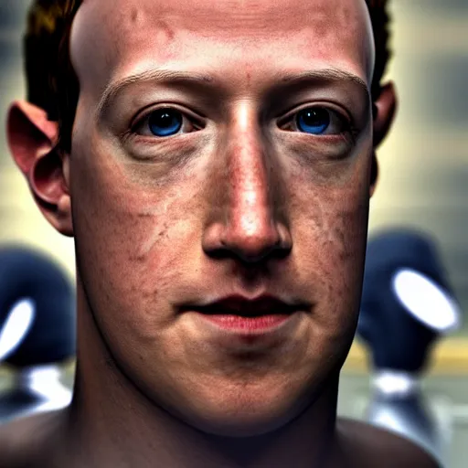 Image similar to Mark Zuckerberg as Robocop, 4k, high detail