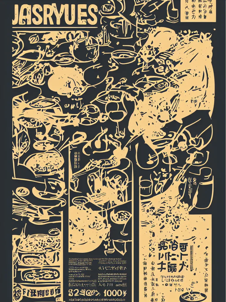 Image similar to poster advertising a restaurant, japanese graphic design, stylish typography