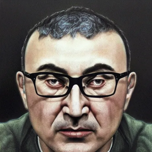 Image similar to Bodyhorror portrait by H.R.Giger of Mikhail Borisovich Khodorkovsky who became a degraded Abomination, photo-realistic, color image, 2K, highly detailed