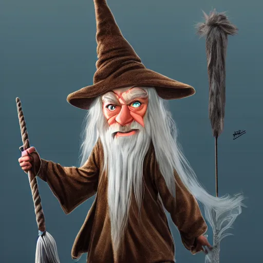 Image similar to Gandalf as a troll doll with a wizard's hat staff, beautiful lighting, high quality digital art, trending on artstation