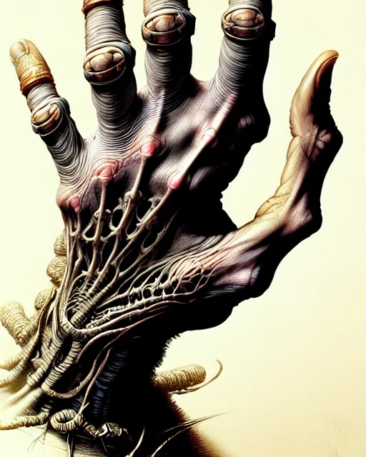 Image similar to human hand and forearm anatomy for artists fantasy character portrait, ultra realistic, cinematic, concept art, wide angle, intricate details, hologram, highly detailed by greg rutkowski, wayne barlowe, aaron horkey, gaston bussiere, craig mullins, simon bisley, arthur rackham