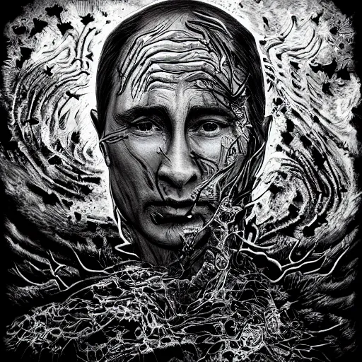 Image similar to putin bombing war horror nightmare by junji ito, digital art, deepdream cosmic, 3 d high definition, trending on artstation, photorealistic, high resolution, 8 k, octane, hyper detailed, trending on deviantart insane details, intricate, elite, ornate, elegant trend, highly detailed and intricate, sharp focus, photography, unreal engine