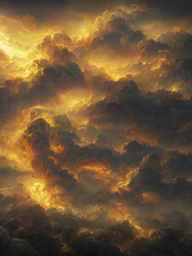 Prompt: A golden fire-burning phoenix flying in the clouds, A beam of holy light hits the phoenix，fantasy matte painting，rich colors, high details，Flame effect，light effect，by Fenghua Zhong and Jonas De Ro and John Pitre，trending on cgsociety and artstation，8kHDR，unreal engine， Houdini particle effects，