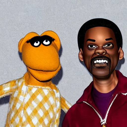 Image similar to will smith as a muppet and chris rock as a muppet