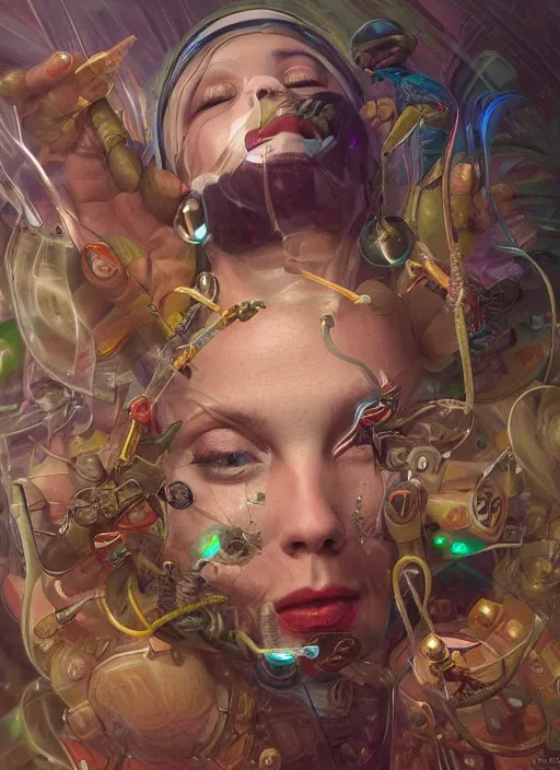 Image similar to percocet - mdma - percocet | surreal drug induced fever dream, highly detailed, digital painting, artstation, concept art, smooth, sharp focus, illustration, artgerm, donato giancola, joseph christian leyendecker, wlop