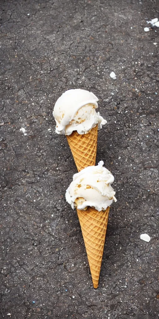 Image similar to ice cream cone splattered on a pavement in italy