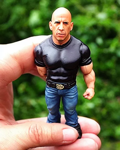 Image similar to a cute little plastic chibi statuette of vin diesel, ebay listing, product picture, advertisement, thumbnail