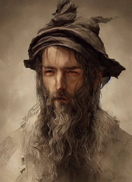 Prompt: realistic portrait painting of a male cleric, old mystic ruins, afternoon, intricate, elegant, highly detailed, digital painting, sharp, focus, by artgerm and greg rutkowski