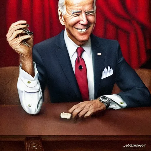 Image similar to joe biden smoking a tobacco pipe, photorealistic, ultra detailed, 8 k, high resolution