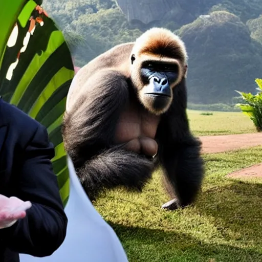 Prompt: Elon Musk is pissed off because a gorilla has built a banana spaceship, real picture