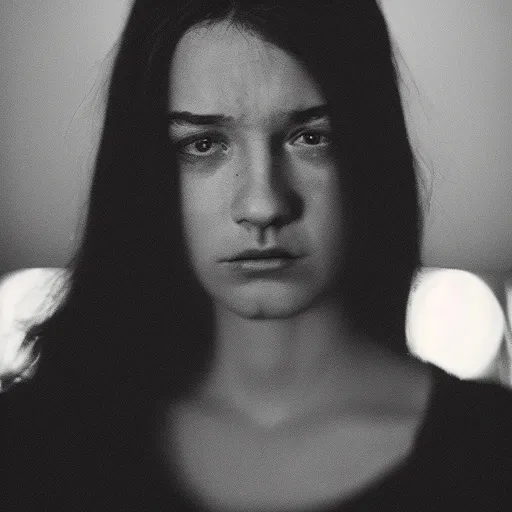 Prompt: depressed girl portrait, chiaroscuro lighting, Tungsten Lighting, cinematic lighting, by David Lynch