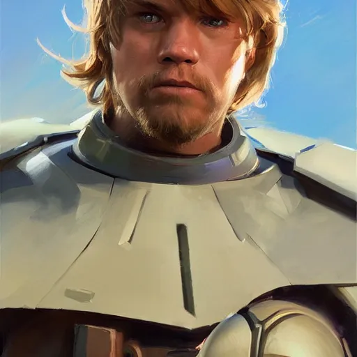 Prompt: greg manchess portrait painting of armored luke skywalker as overwatch character, medium shot, asymmetrical, profile picture, organic painting, sunny day, matte painting, bold shapes, hard edges, street art, trending on artstation, by huang guangjian and gil elvgren and sachin teng