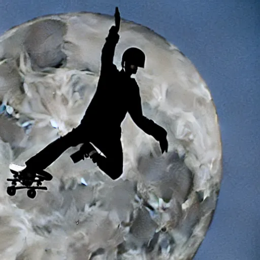 Image similar to tony hawk , skating in front of the moon